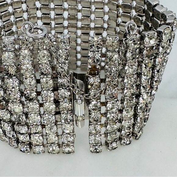 Vintage 1950s Rhinestone Bracelet 1/20 12KT GP Wide Panel Glam Estate Costume - Picture 6 of 13
